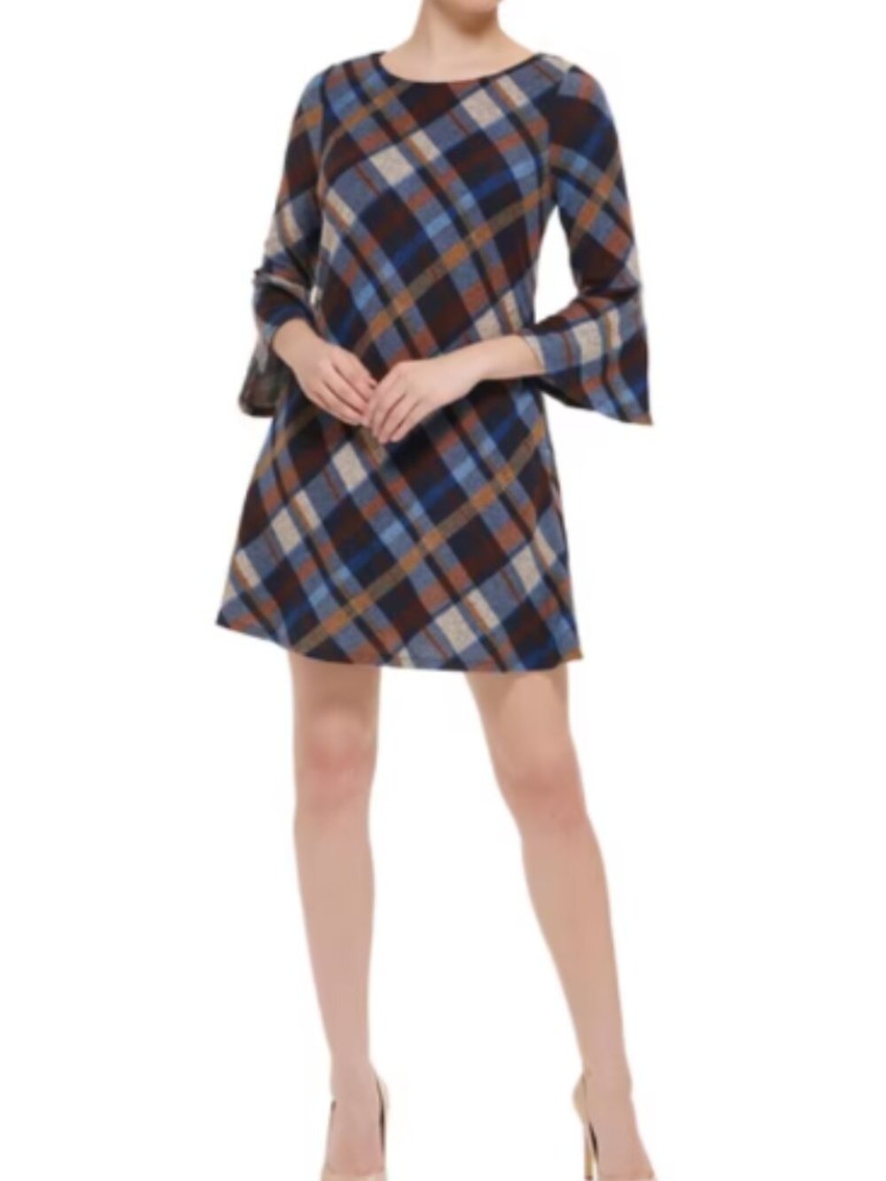 Jessica Howard Womens Petites Plaid Party Mini Dress Size M